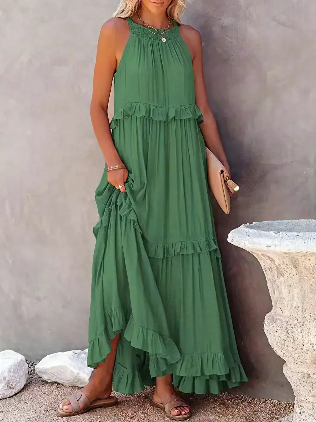Robyn - Halter Ruffle Maxi Dress