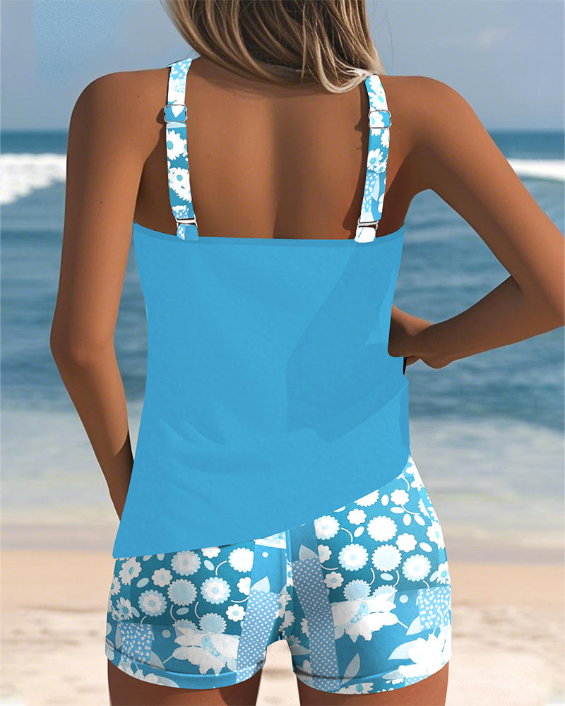 Colette | Swimsuit Tank Top with Printed Boxer Set