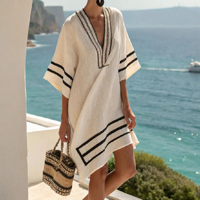 Marina | Striped V-Neck Beach Dress