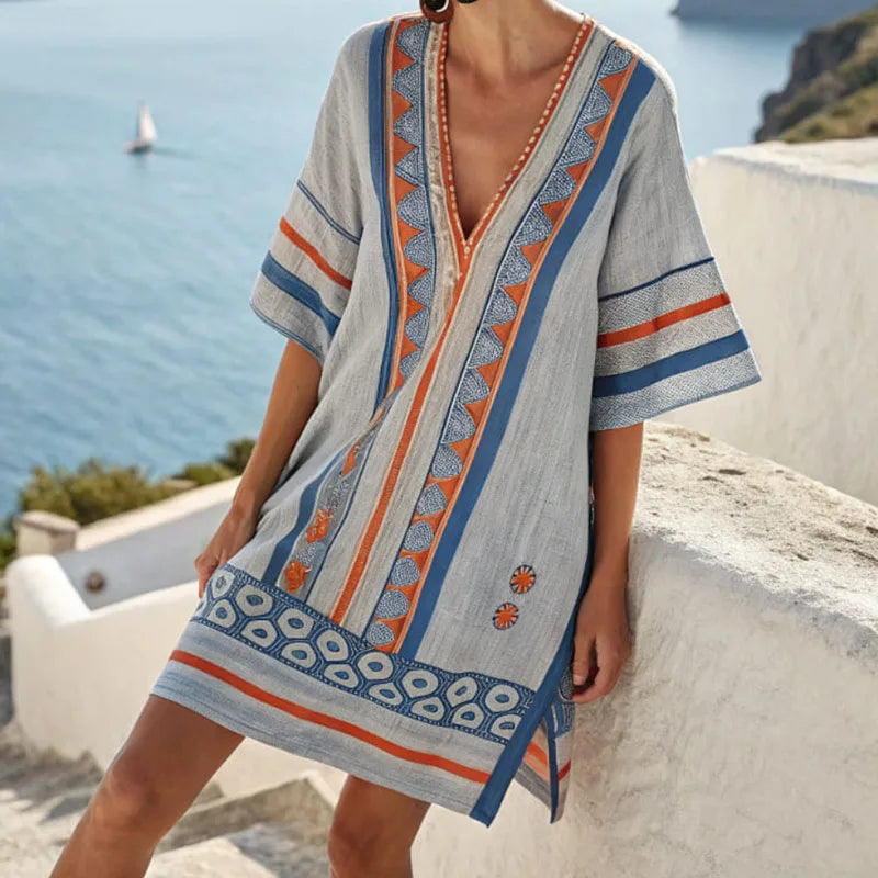 Marina | Striped V-Neck Beach Dress