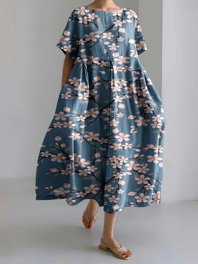 Vintage Floral Print Loose Maxi Dress