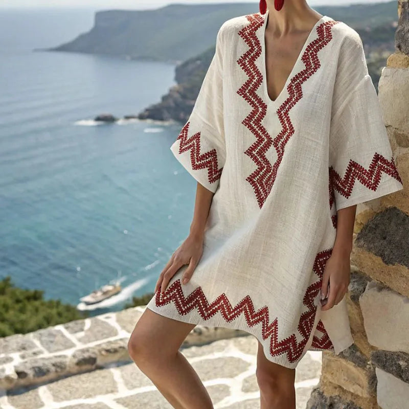 Marina | Striped V-Neck Beach Dress