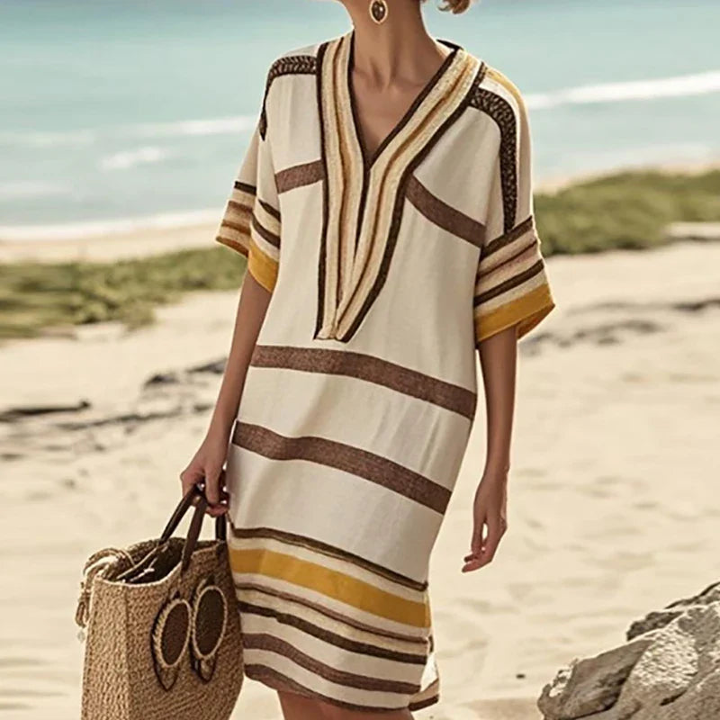 Marina | Striped V-Neck Beach Dress