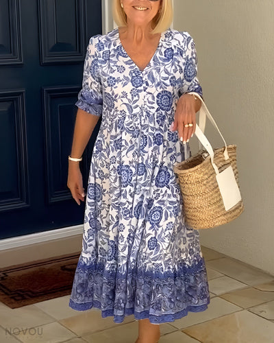 Azariah - Elegant Floral Dress with V-Neck